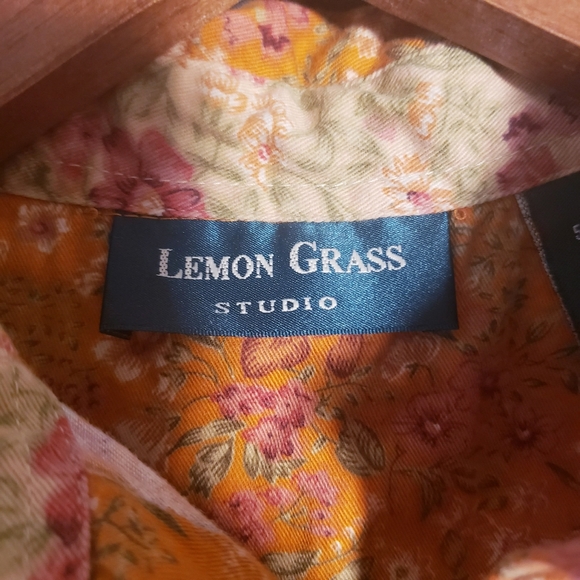 Lemon grass Button down shirt s boho floral - Picture 12 of 13